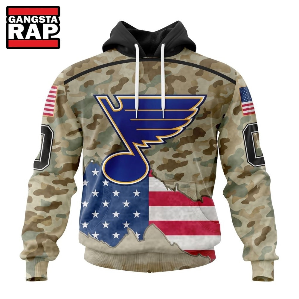 NHL St. Louis Blues Specialized Kits For United State With Camo Color Hoodie, T Shirt