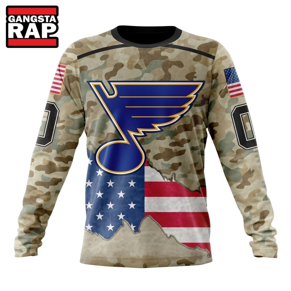 NHL St. Louis Blues Specialized Kits For United State With Camo Color Hoodie, T Shirt
