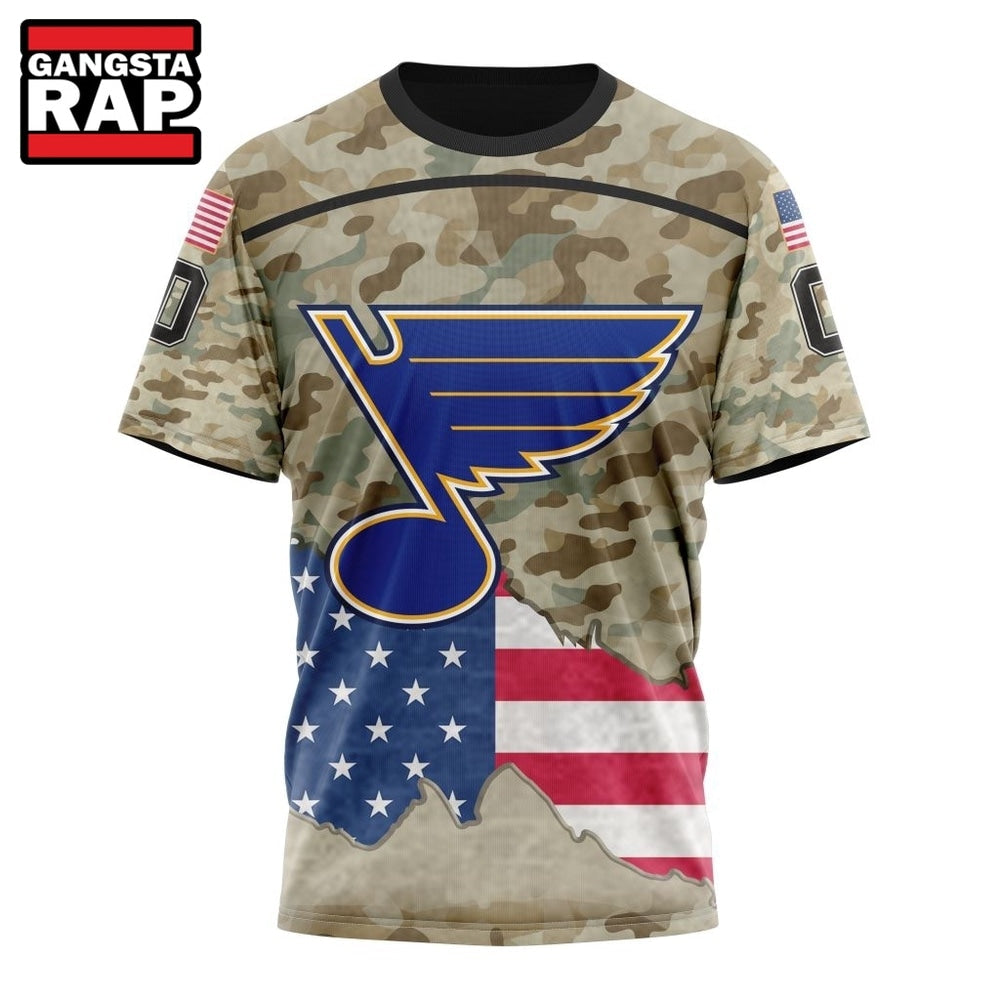 NHL St. Louis Blues Specialized Kits For United State With Camo Color Hoodie, T Shirt