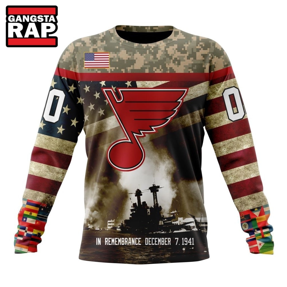 NHL St. Louis Blues Specialized Unisex Kits Remember Pearl Harbor Hoodie, T Shirt
