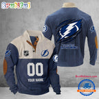 NHL Tampa Bay Lightning Hockey Team Custom Name And Number Buttoned Collar Sweatshirt