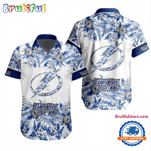 NHL Tampa Bay Lightning Special Flower Tropical Design Hawaiian Button Shirt