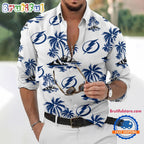 NHL Tampa Bay Lightning Special Hockey Long Sleeve Hawaiian Design Button Shirt