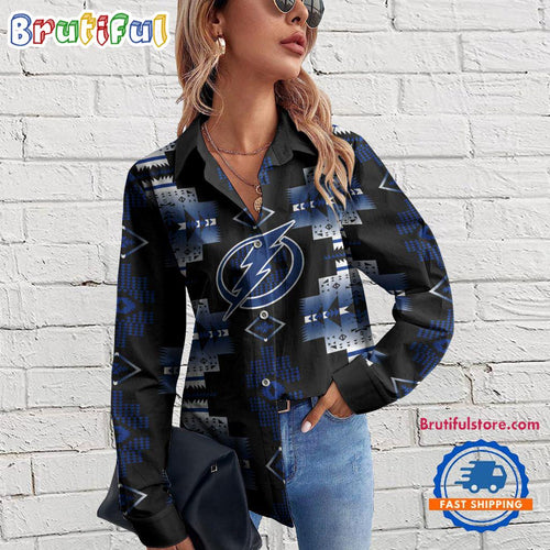 NHL Tampa Bay Lightning Special Native American Women’s Casual Shirt, Hockey Women’s Casual Shirt