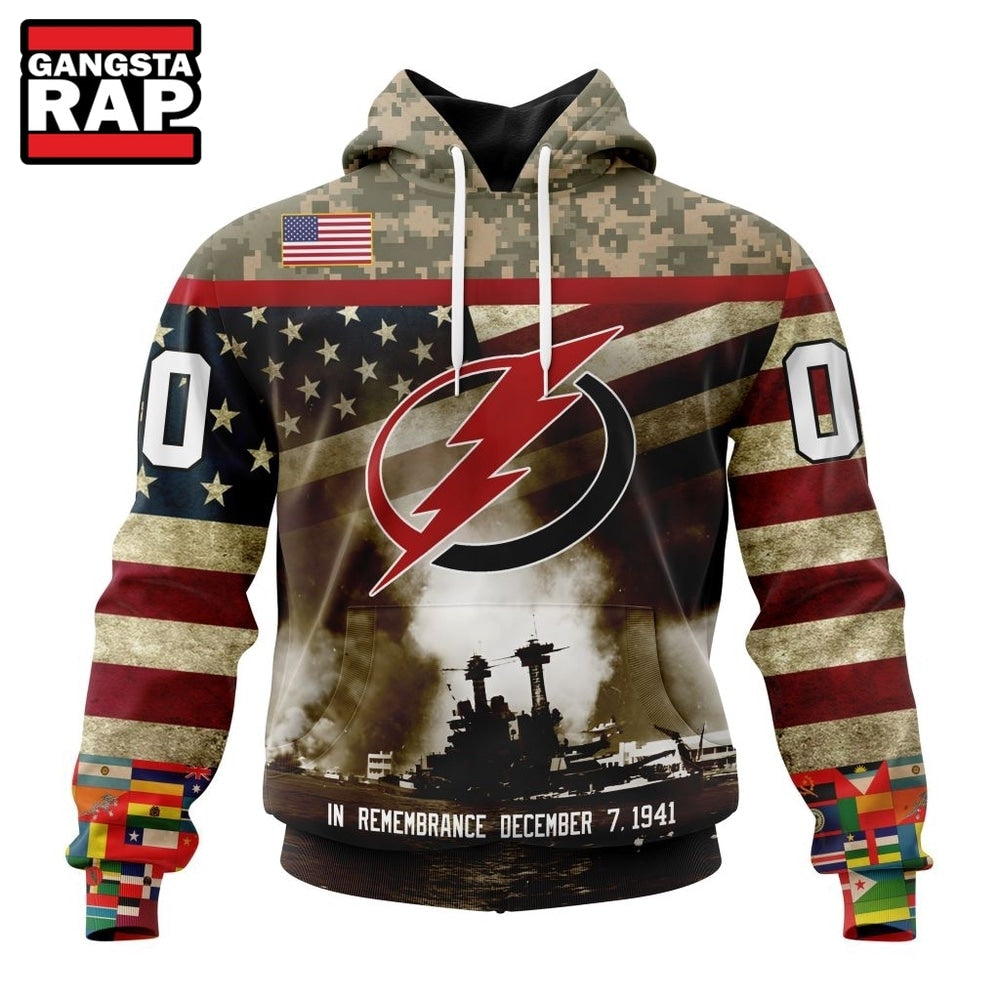 NHL Tampa Bay Lightning Specialized Unisex Kits Remember Pearl Harbor Hoodie, T Shirt