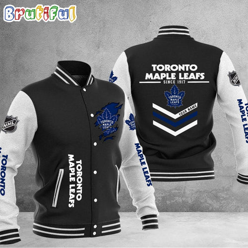 NHL Toronto Maple Leafs Hockey Team Personalized Varsity Baseball Jacket