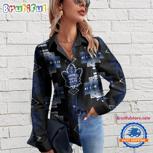 NHL Toronto Maple Leafs Special Native American Women’s Casual Shirt, Hockey Women’s Casual Shirt
