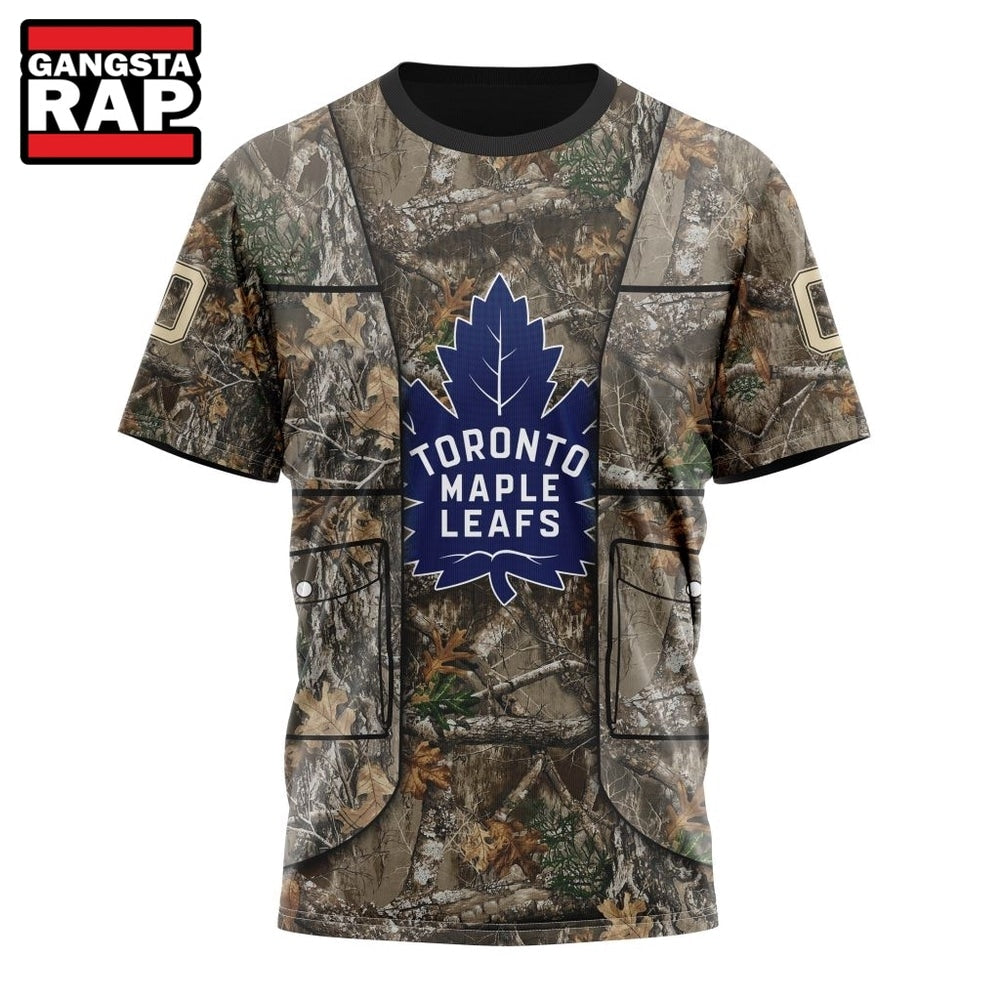 NHL Toronto Maple Leafs Specialized Unisex Vest Kits With Realtree Camo Hoodie, T Shirt