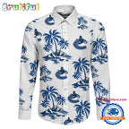 NHL Vancouver Canucks Special Hockey Long Sleeve Hawaiian Design Button Shirt
