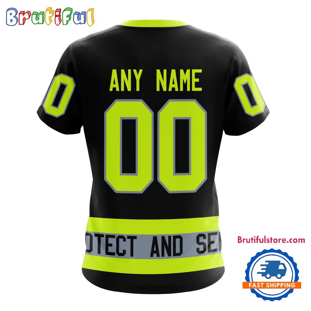 NHL Vancouver Canucks Specialized FireFighter Uniforms Color Design T Shirt