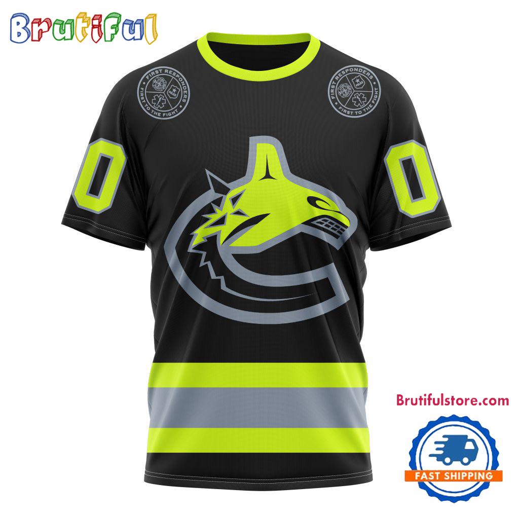 NHL Vancouver Canucks Specialized FireFighter Uniforms Color Design T Shirt