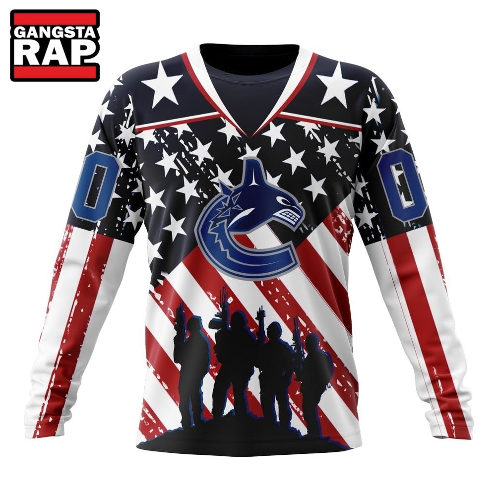 NHL Vancouver Canucks Specialized Kits For Honor USS Military Hoodie, Hoodie T-Shirt