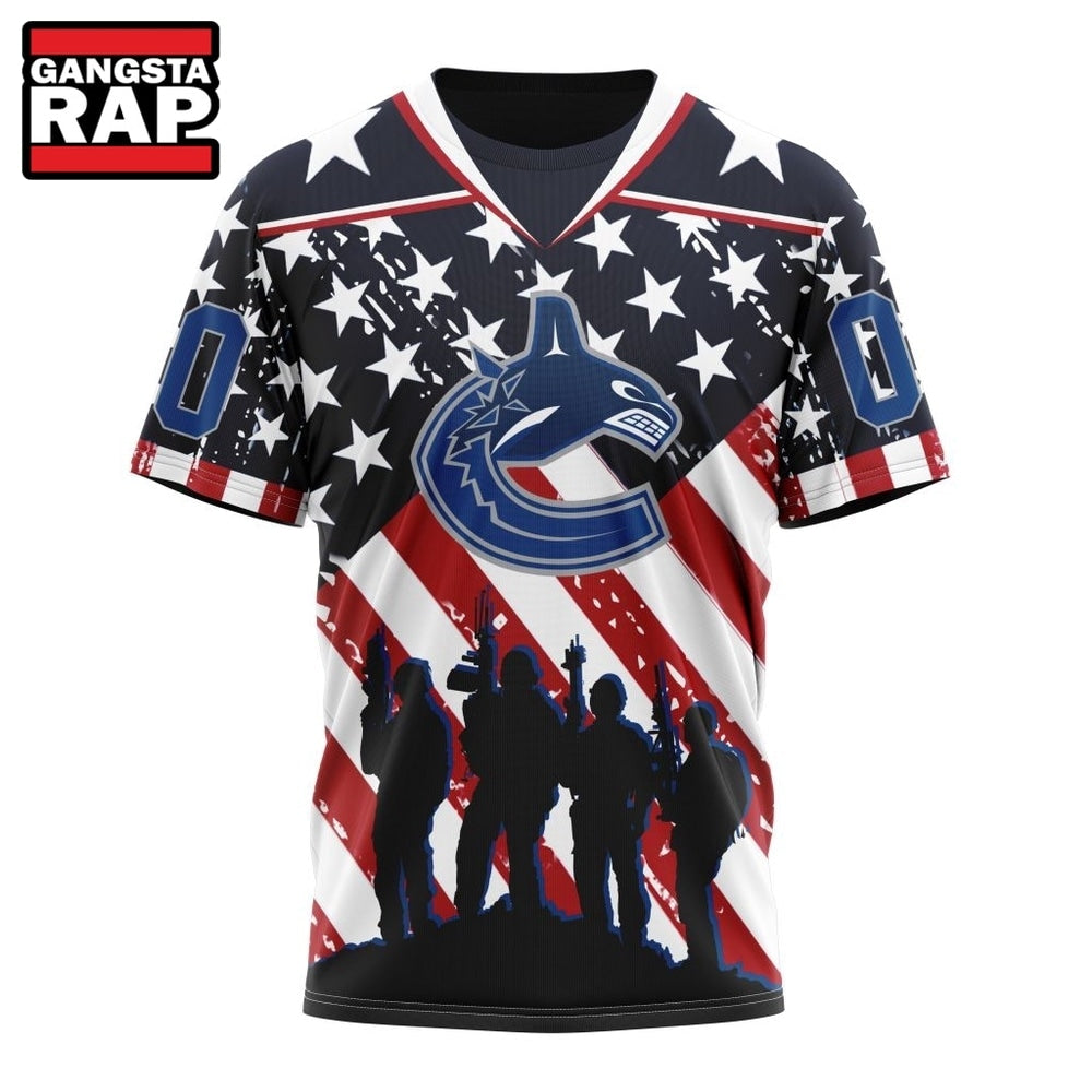 NHL Vancouver Canucks Specialized Kits For Honor USS Military Hoodie, Hoodie T-Shirt
