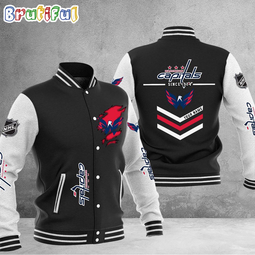 NHL Washington Capitals Hockey Team Personalized Varsity Baseball Jacket