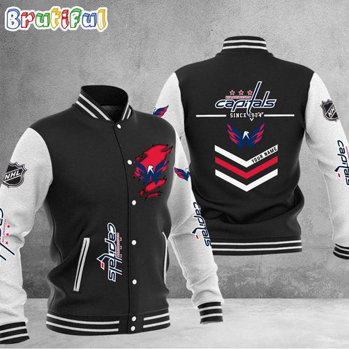 NHL Washington Capitals Hockey Team Personalized Varsity Baseball Jacket