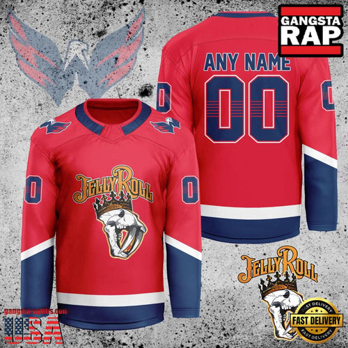 NHL Custom Name Number Washington Capitals Jelly Roll New Design Hockey Jersey