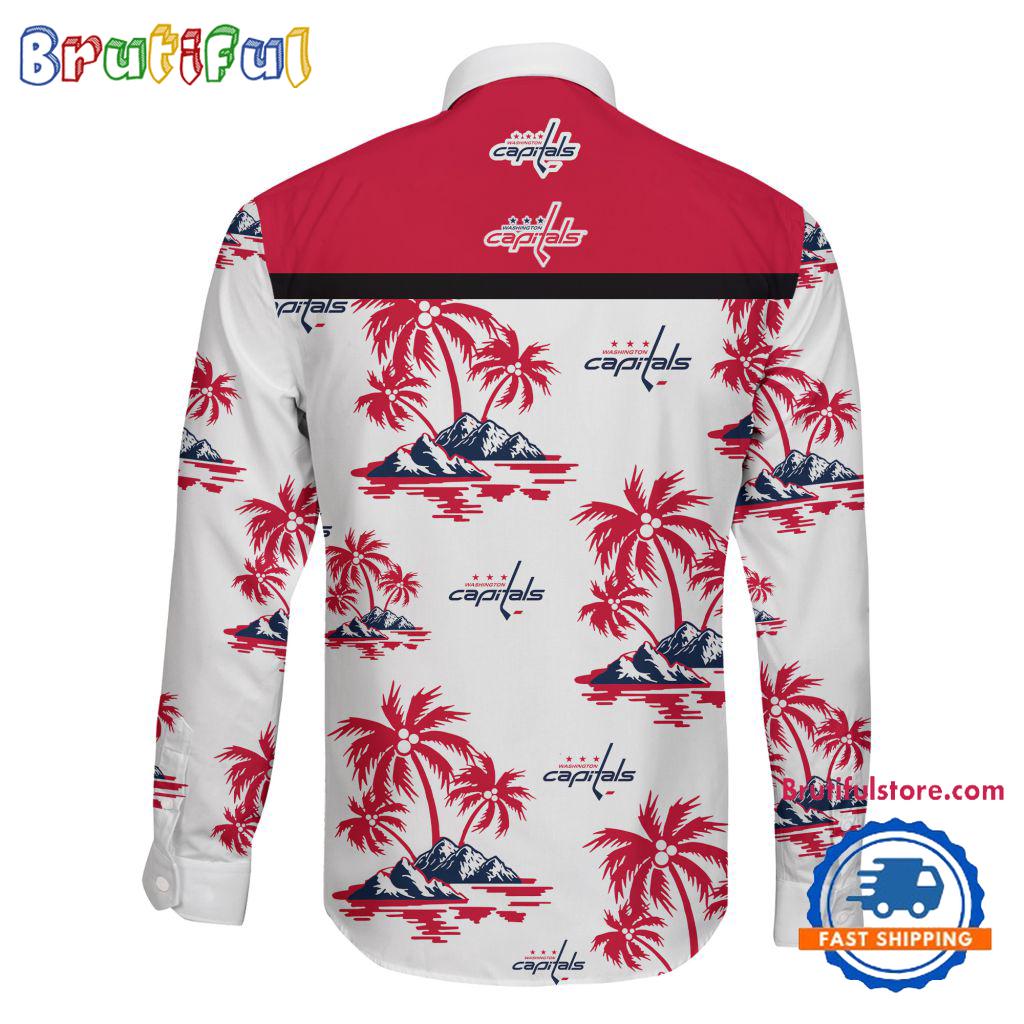 NHL Washington Capitals Special Hockey Long Sleeve Hawaiian Design Button Shirt