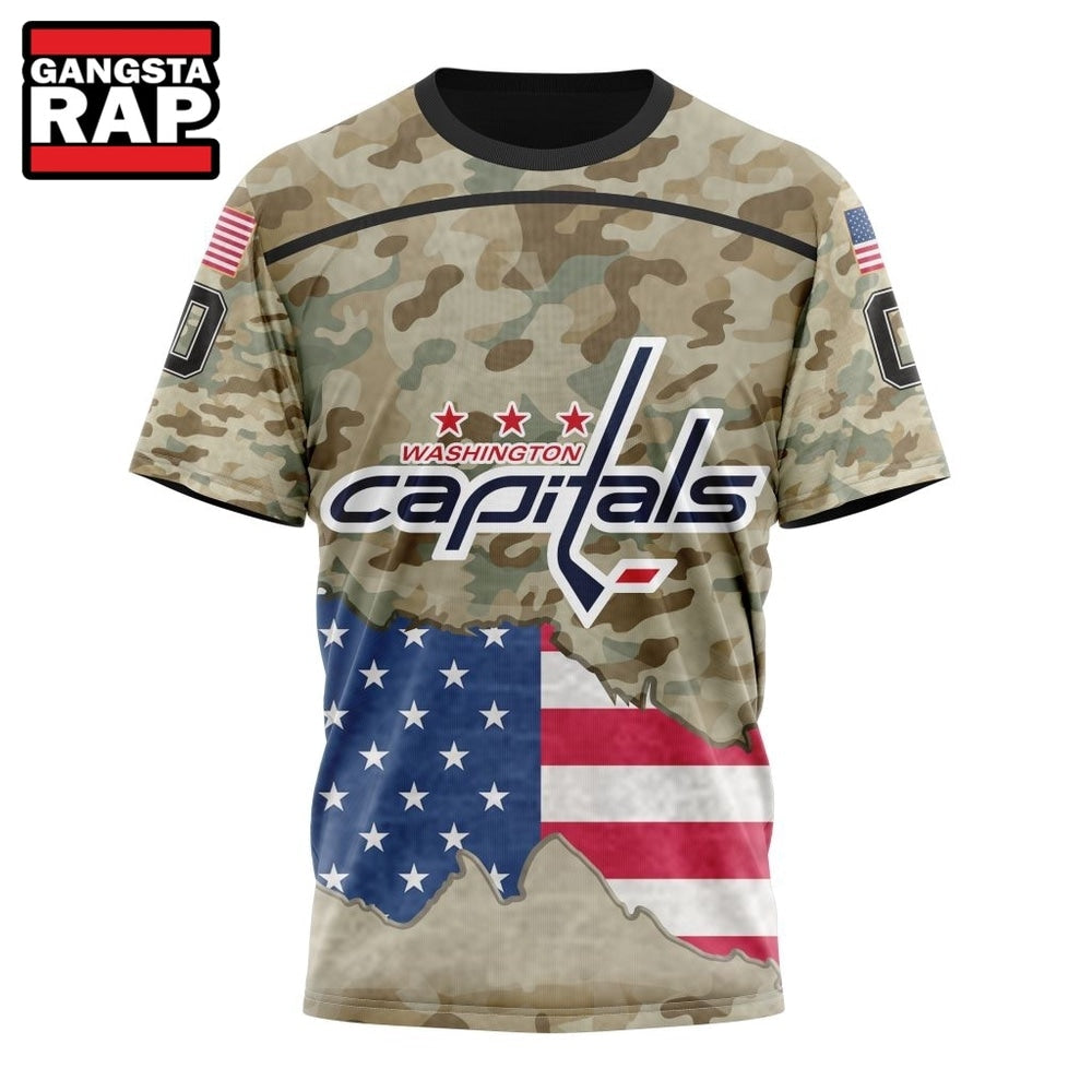 NHL Washington Capitals Specialized Kits For United State With Camo Color Hoodie, T Shirt