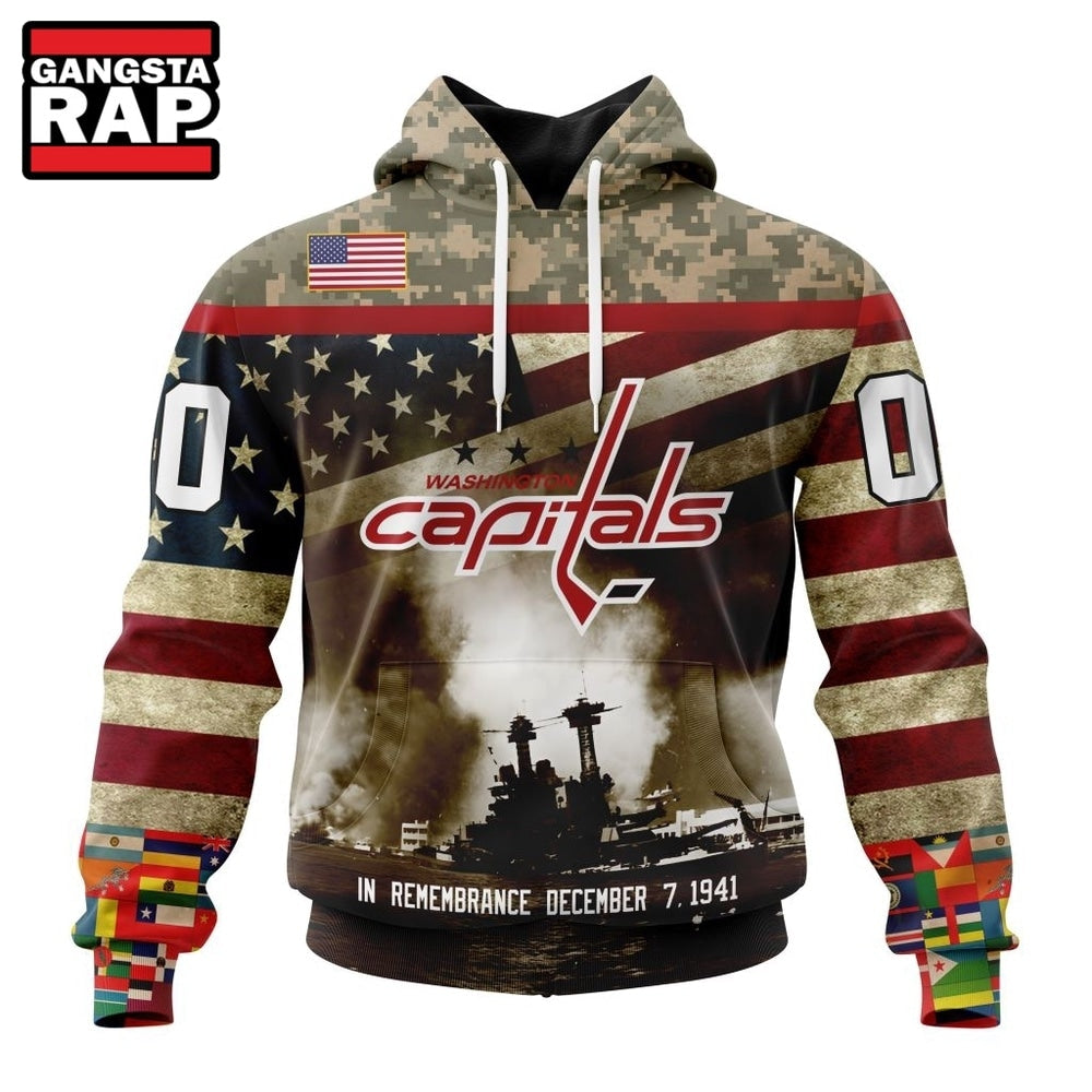 NHL Washington Capitals Specialized Unisex Kits Remember Pearl Harbor Hoodie, T Shirt