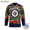 NHL Winnipeg Jets Camo Veterans Custom Hockey Jersey