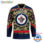 NHL Winnipeg Jets Camo Veterans Custom Hockey Jersey