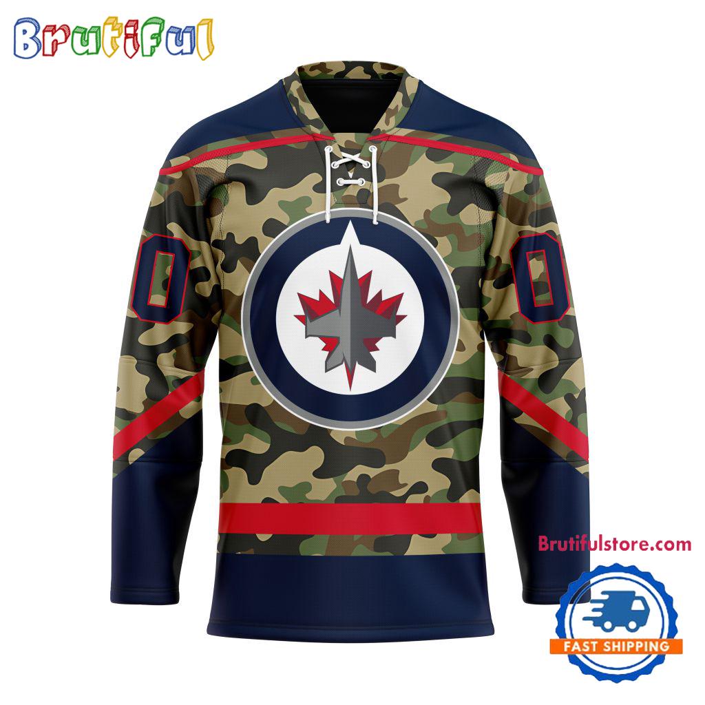 NHL Winnipeg Jets Camo Veterans Custom Hockey Jersey