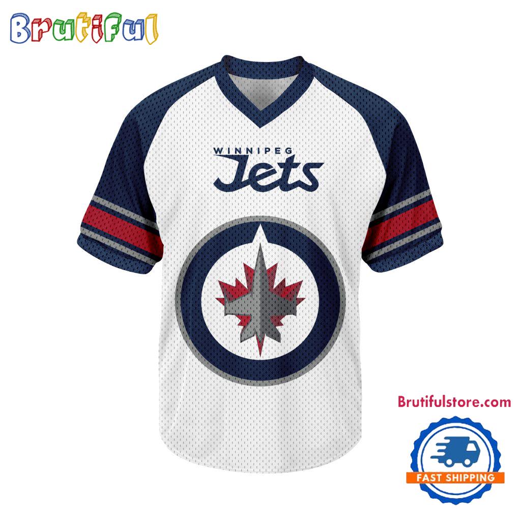 NHL Winnipeg Jets Hockey Team Design V-neck Mesh Short Sleeve Jersey