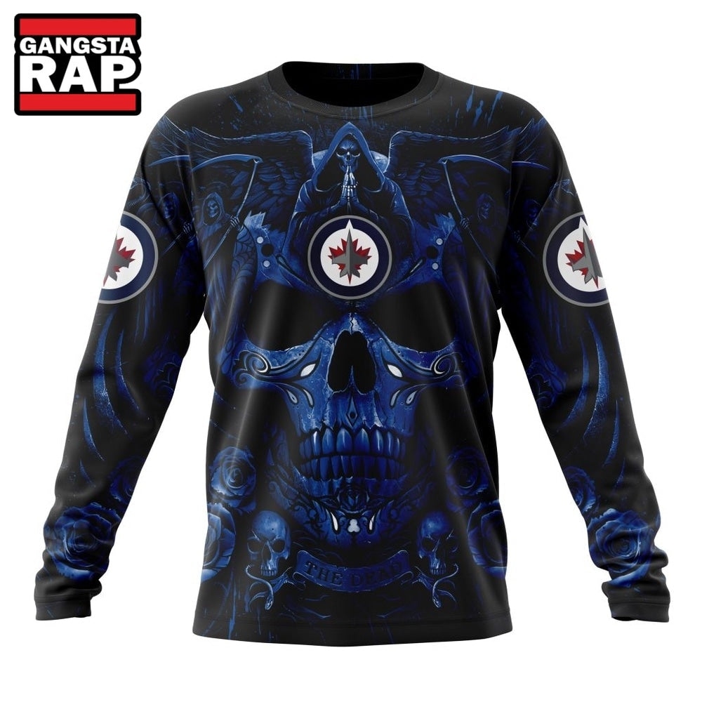 NHL Winnipeg Jets Special Design Halloween With Skull Art Hoodie, T Shirt