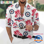 NHL Winnipeg Jets Special Hockey Long Sleeve Hawaiian Design Button Shirt