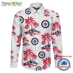 NHL Winnipeg Jets Special Hockey Long Sleeve Hawaiian Design Button Shirt