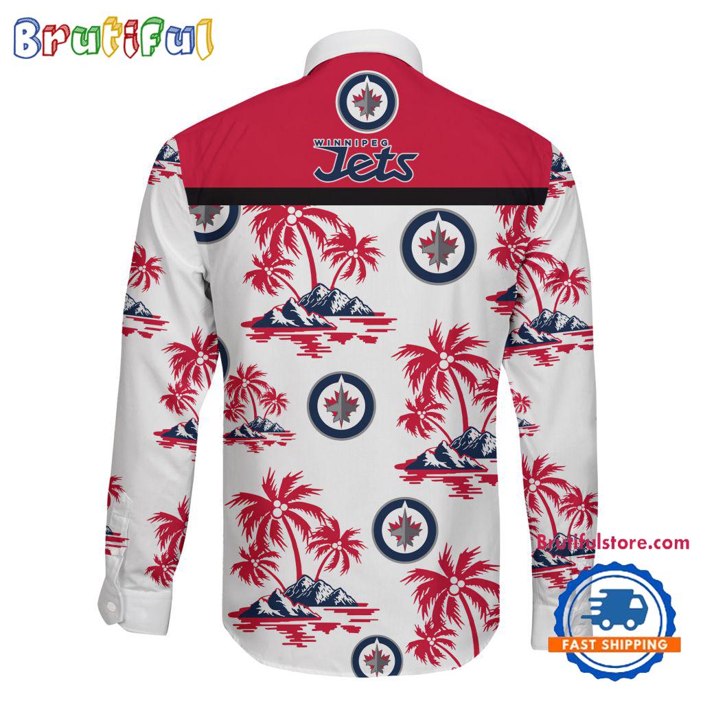 NHL Winnipeg Jets Special Hockey Long Sleeve Hawaiian Design Button Shirt