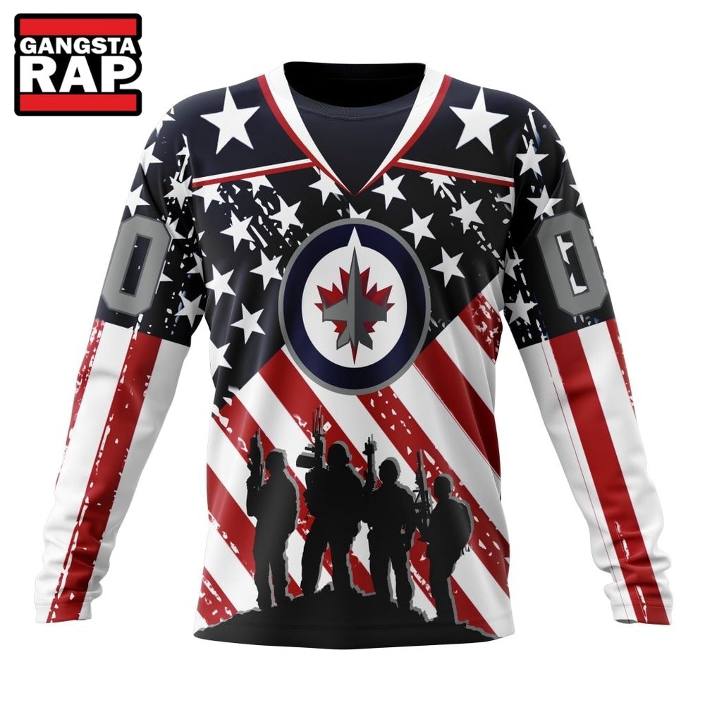 NHL Winnipeg Jets Specialized Kits For Honor USS Military Hoodie, Hoodie T-Shirt