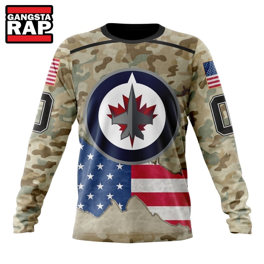 NHL Winnipeg Jets Specialized Kits For United State With Camo Color Hoodie, T Shirt