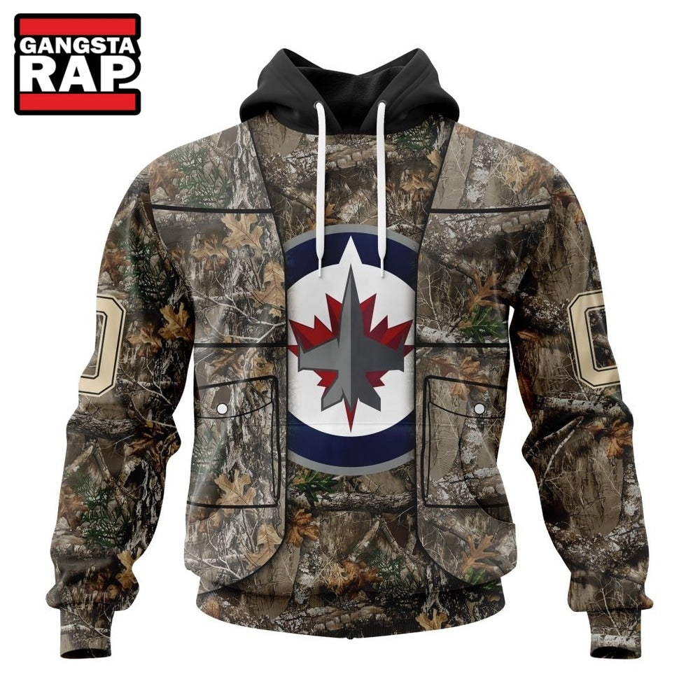 NHL Winnipeg Jets Specialized Unisex Vest Kits With Realtree Camo Hoodie, T Shirt