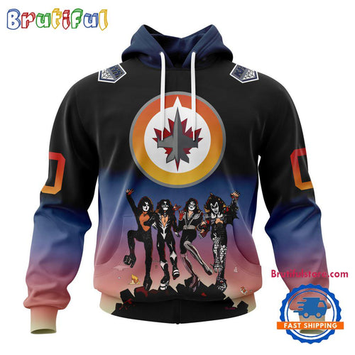 NHL Winnipeg Jets X KISS Band Special Hockey Team Music Design Unisex Hoodie