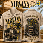 Nirvana Kurt Cobain Vintage Beige Hawaiian Shirt