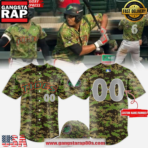 Norfolk Tides Military Appreciation 2025 Camo Custom Baseball Jersey Shirt