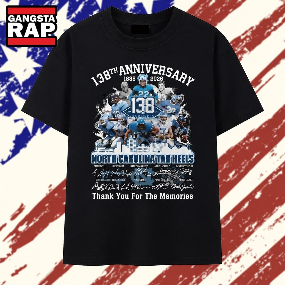 North Carolina Tar Heels 138th Anniversary 1888 2026 Signatures T Shirt