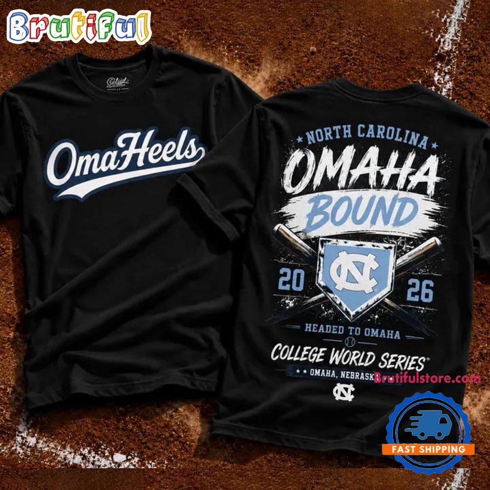 North Carolina Tar Heels 2026 Baseball College World Series Headed to Omaha Black T Shirt