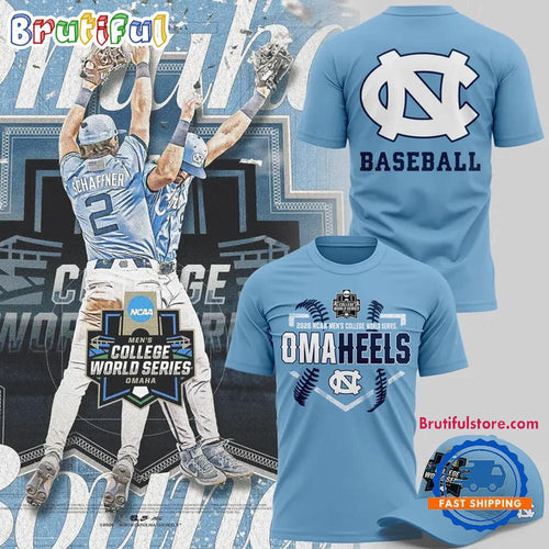 North Carolina Tar Heels 2026 Baseball College World Series Omaheels 3D Shirt