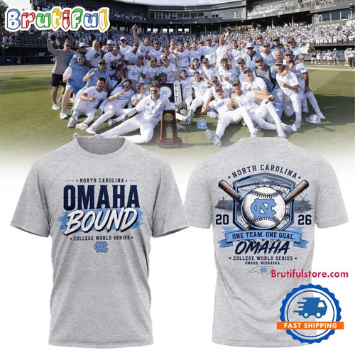 North Carolina Tar Heels 2026 Baseball College World Series Omaheels Gray T Shirt