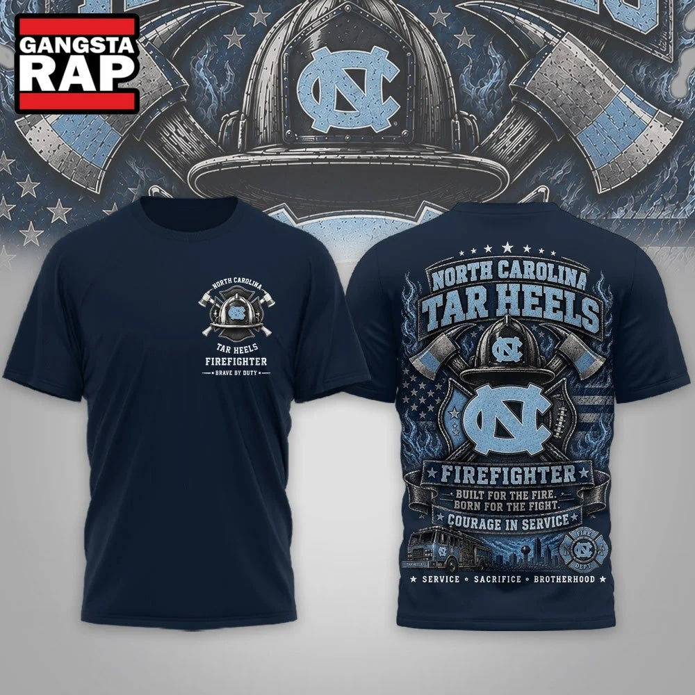 North Carolina Tar Heels 2026 NCAA Firefighter Built for the Fire 3D Shirt