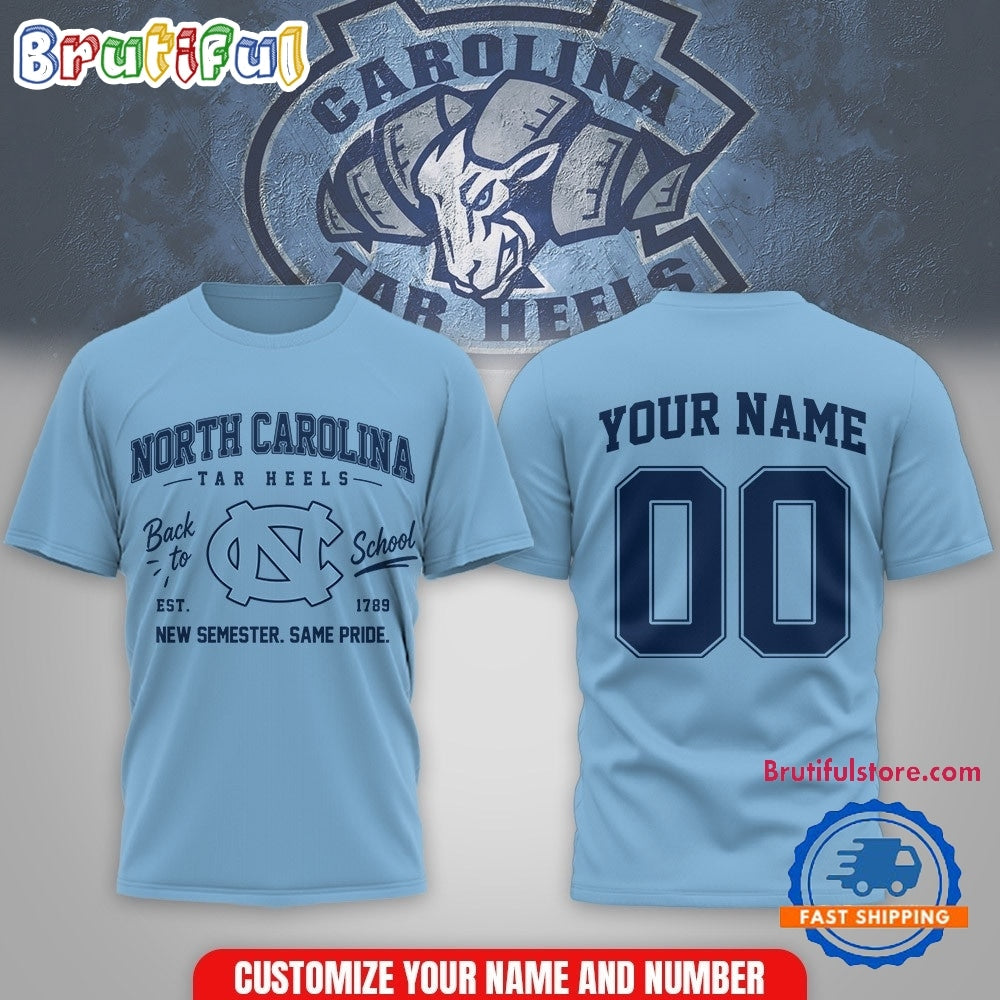 North Carolina Tar Heels NCAA Campus Pride Back to School 2026 Personalized 3D Shirt