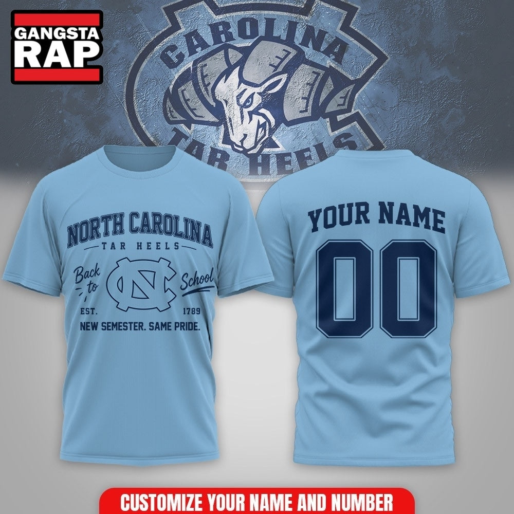 North Carolina Tar Heels NCAA Campus Pride Back to School 2026 Personalized 3D Shirt