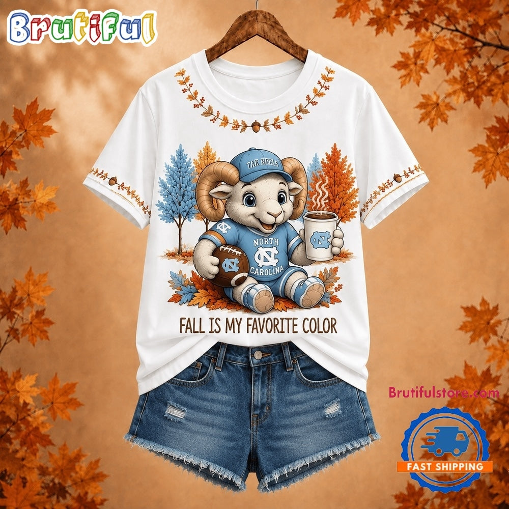 North Carolina Tar Heels NCAA Fall Is My Favorite Color Football Unisex 3D Shirt