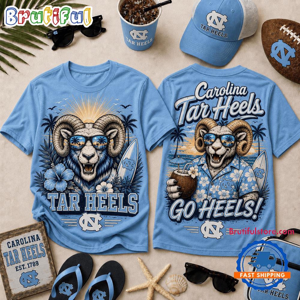North Carolina Tar Heels NCAA Summer Tropical Mascot Unisex 3D Shirt