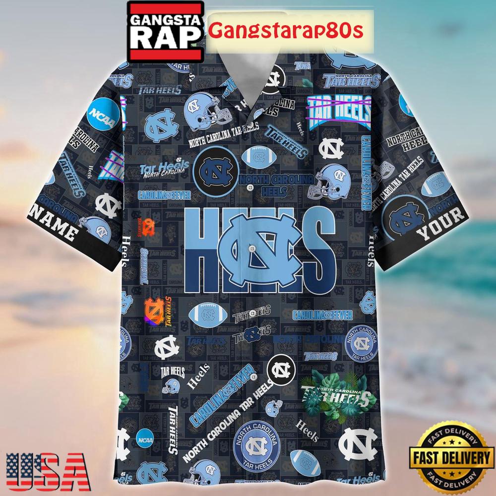 North Carolina Tar Heels Solgan Carolina Fever True Fan Spirit Custom Name Aloha Hawaiian Shirt