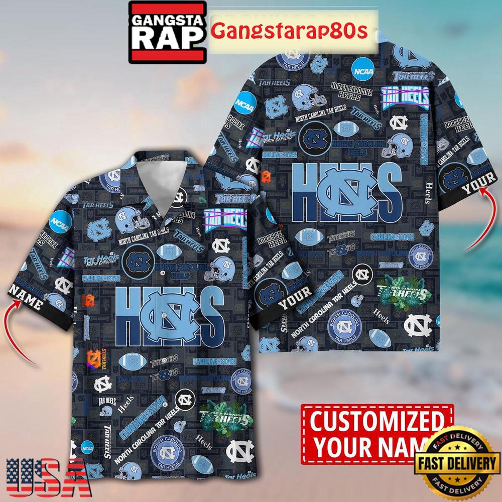 North Carolina Tar Heels Solgan Carolina Fever True Fan Spirit Custom Name Aloha Hawaiian Shirt