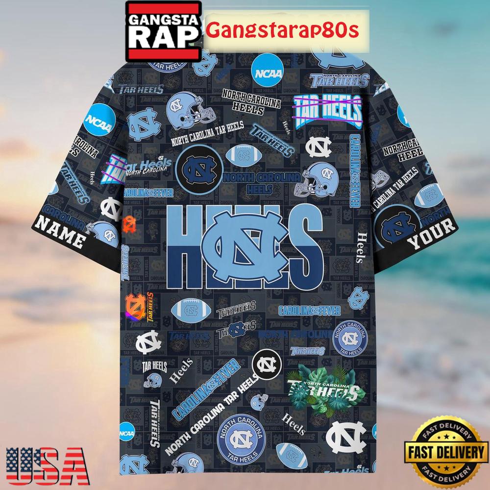 North Carolina Tar Heels Solgan Carolina Fever True Fan Spirit Custom Name Aloha Hawaiian Shirt