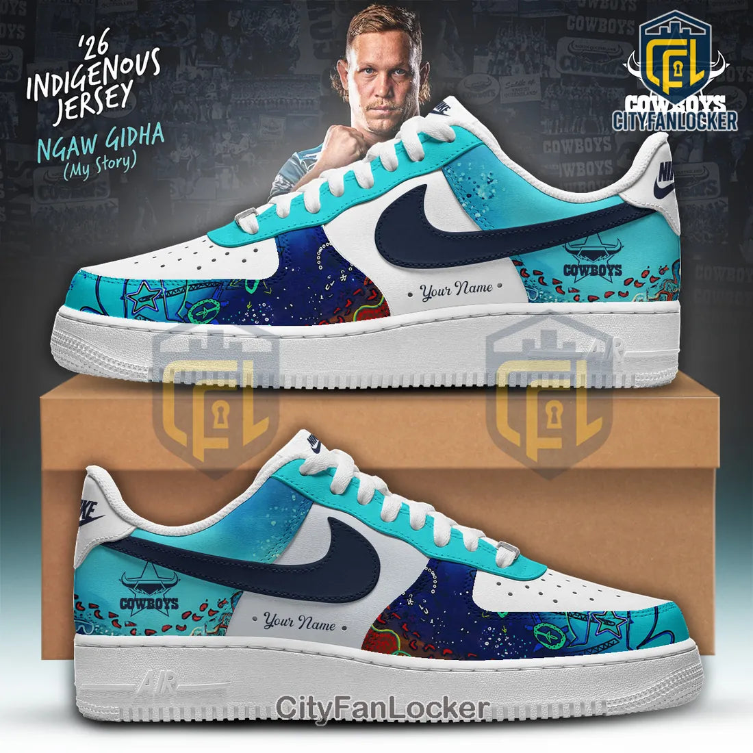 North Queensland Cowboys 2026 Indigenous Air Force 1 Sneakers